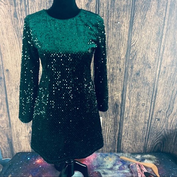 GB Girls Emerald ForrestGreen Sequin Dress 16 NWT